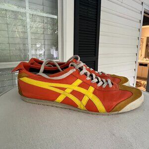 Onitsuka Tiger leather shoes, US 12.5, orange and yellow